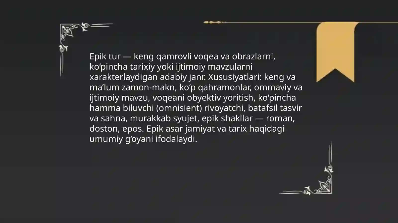 Adabiy tur va janrlar epik tur va dramatik komediya turlari 3