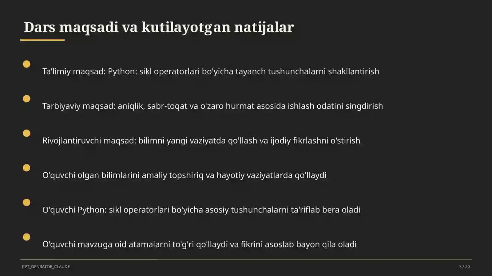 Python: sikl operatorlari (8-sinf) 3