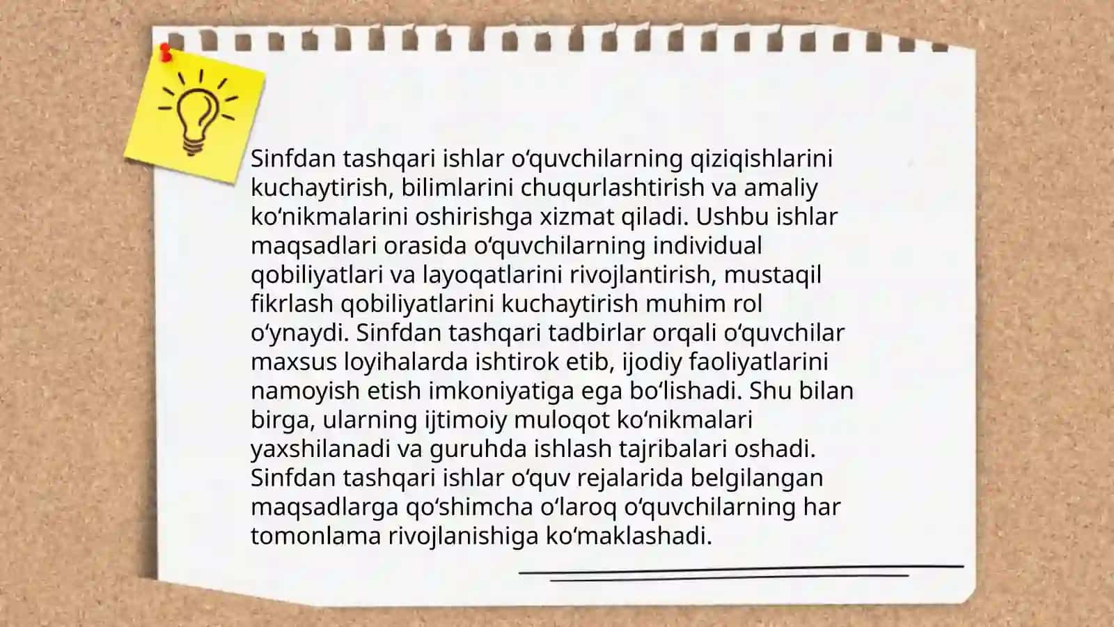 Sinfdan tashqari ishlarni tashkil etishning maqsadi va vazifasini o‘rganish 3