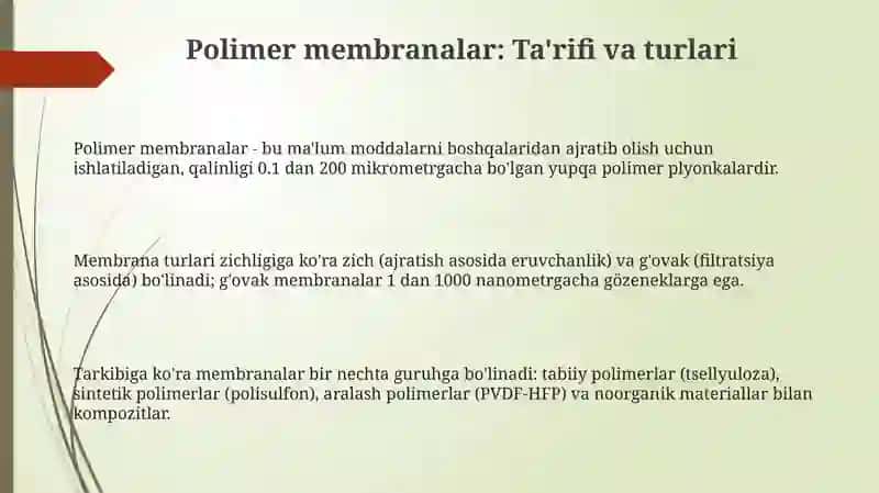 Polimerlar membranasi 3