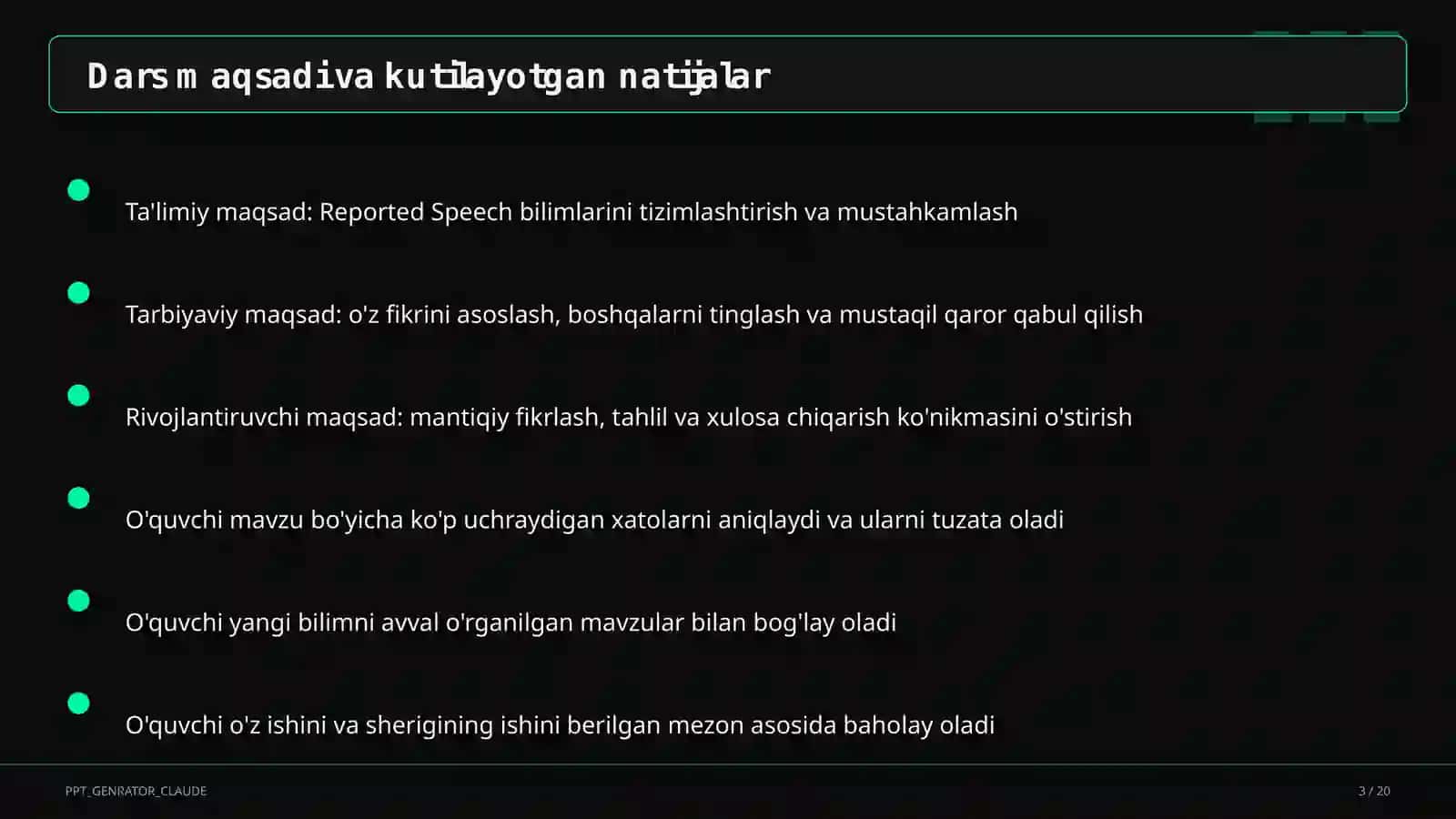 Reported Speech (9-sinf) 3
