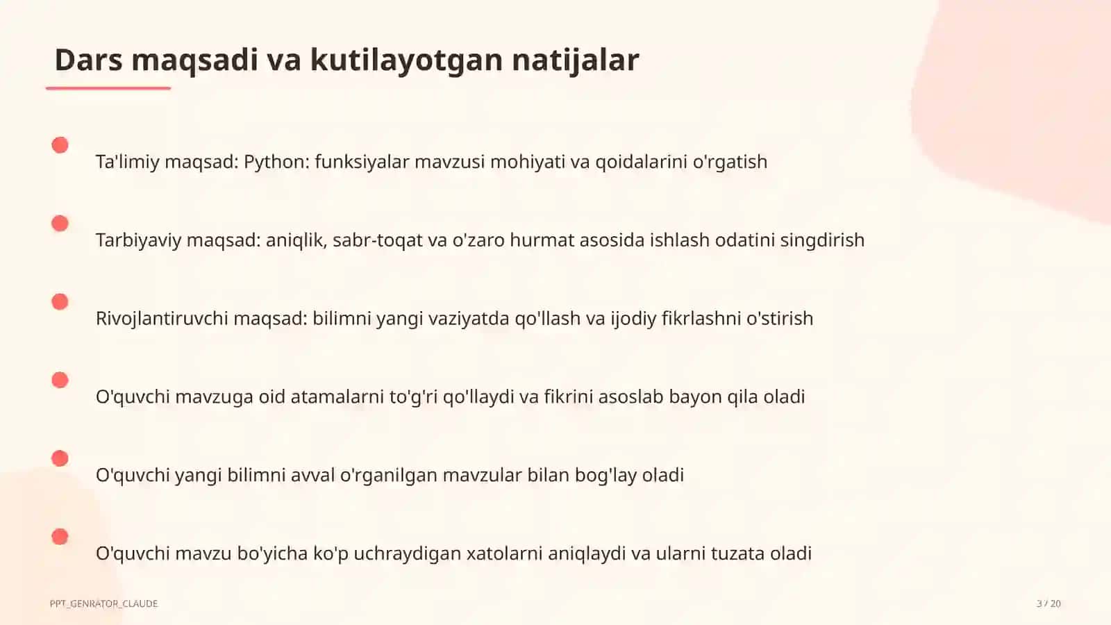 Python: funksiyalar (9-sinf) 3