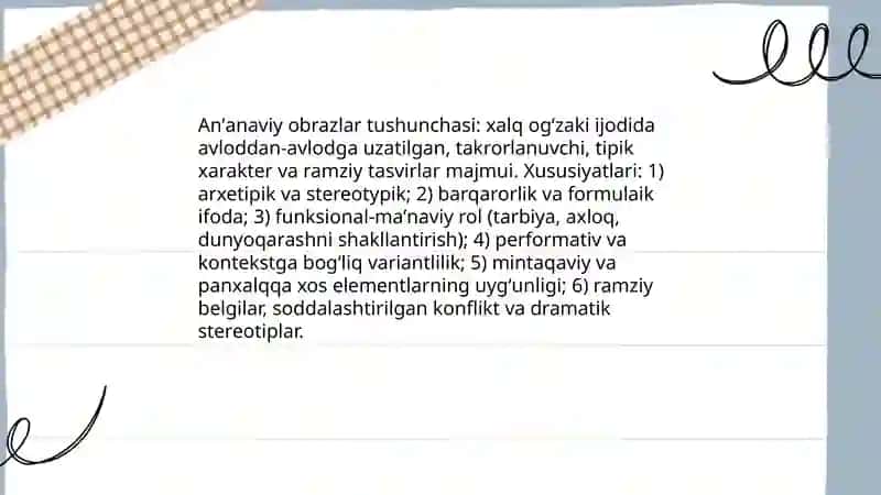 Xalq ogʻzaki ijodida anʼanaviy obrazlar 3