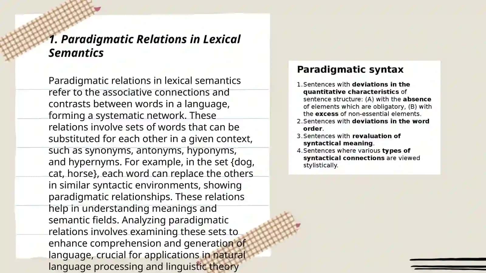 Paradigmatic Relations in Lexical Semantics 3