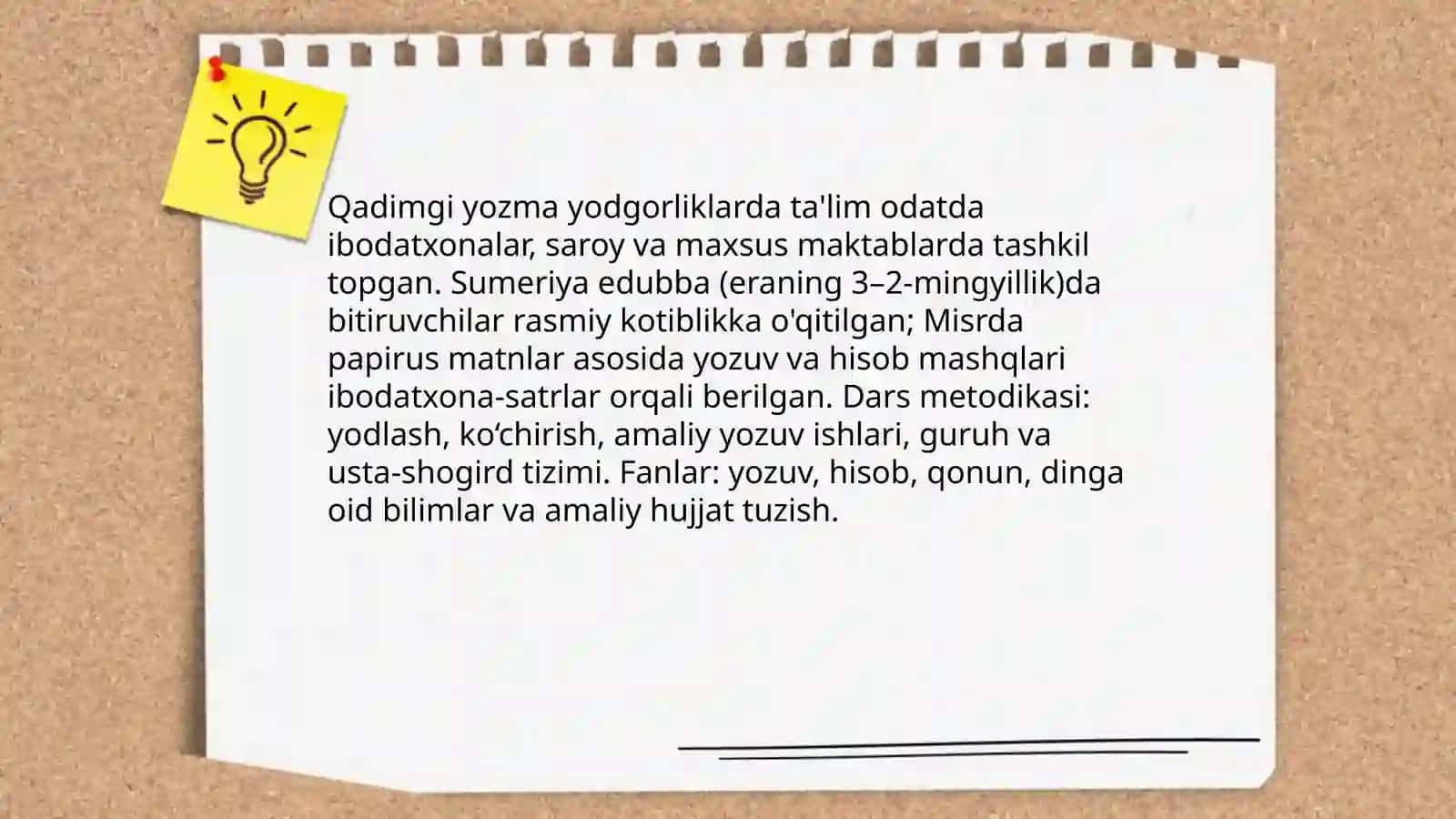 Eng qadimgi yozma yodgorliklardan ta'lim-tarbiya masalalari 3