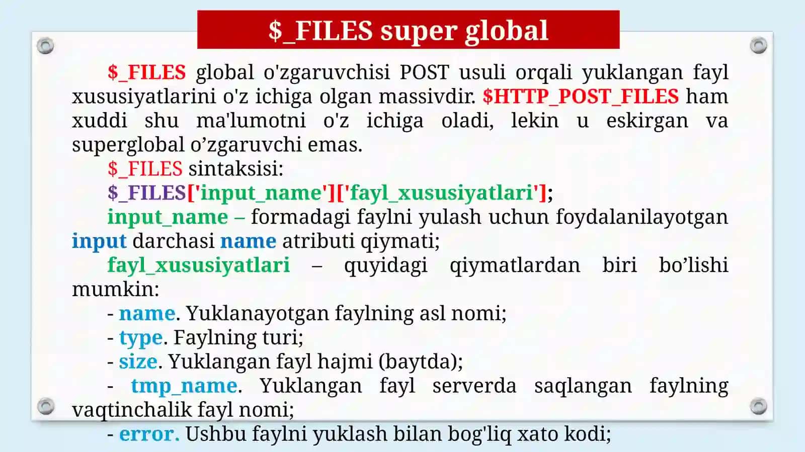 PHP DA MA’LUMOTLAR BAZASI BILAN ISHLASH 3