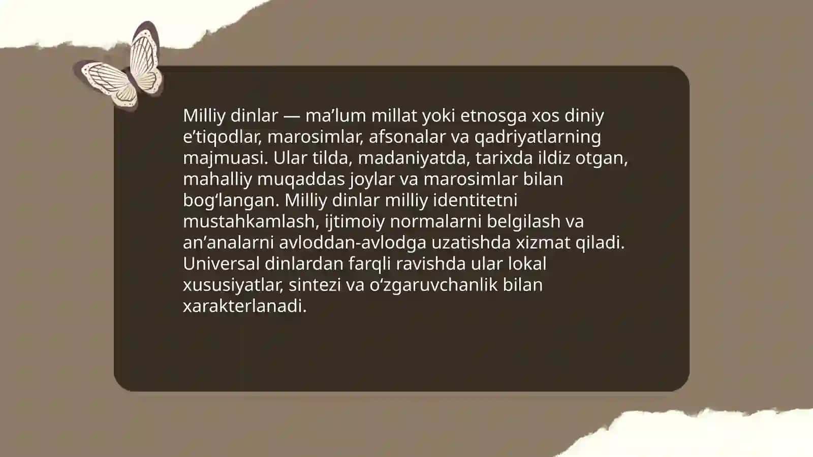 Milliy dinlar 3