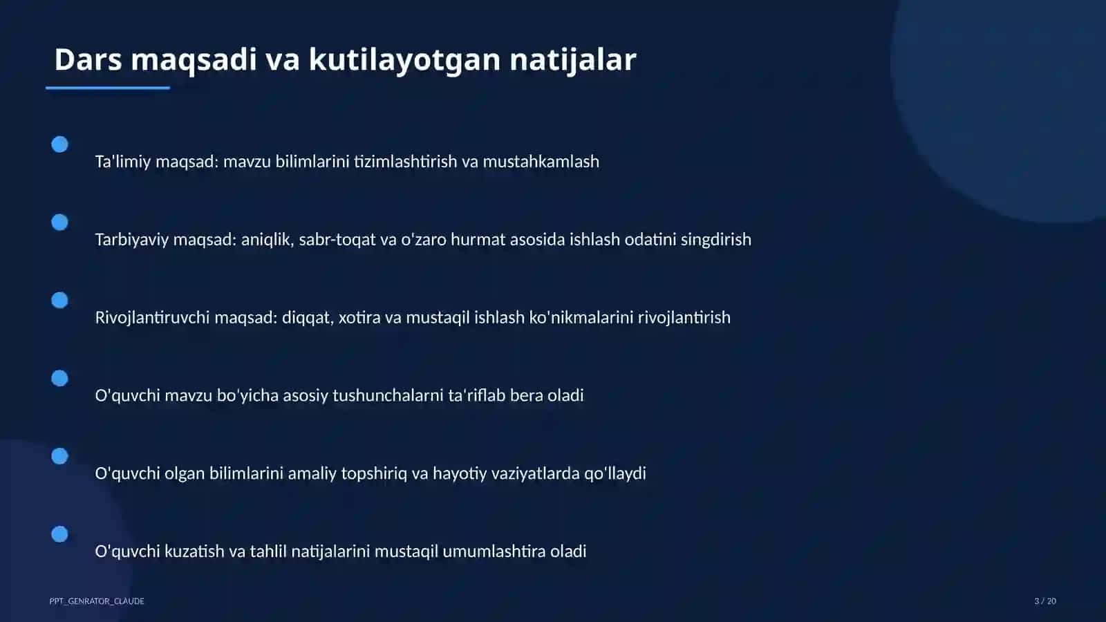 Dolzarb mavzular — maktab va o'qituvchilar (2026) — o'quvchilar uchun 3