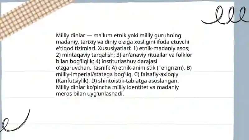 Milliy Dinlar 3