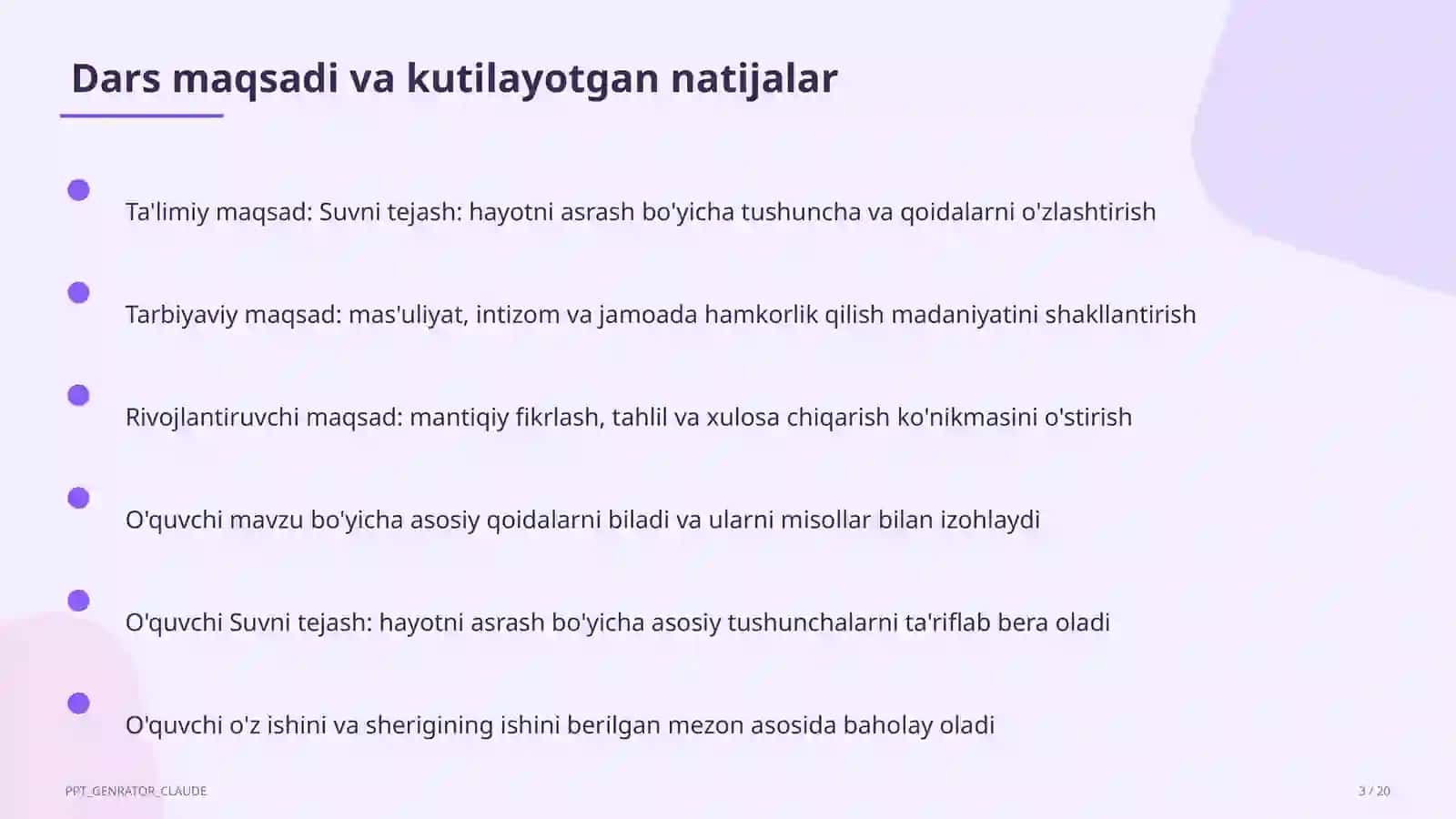 Suvni tejash: hayotni asrash 3