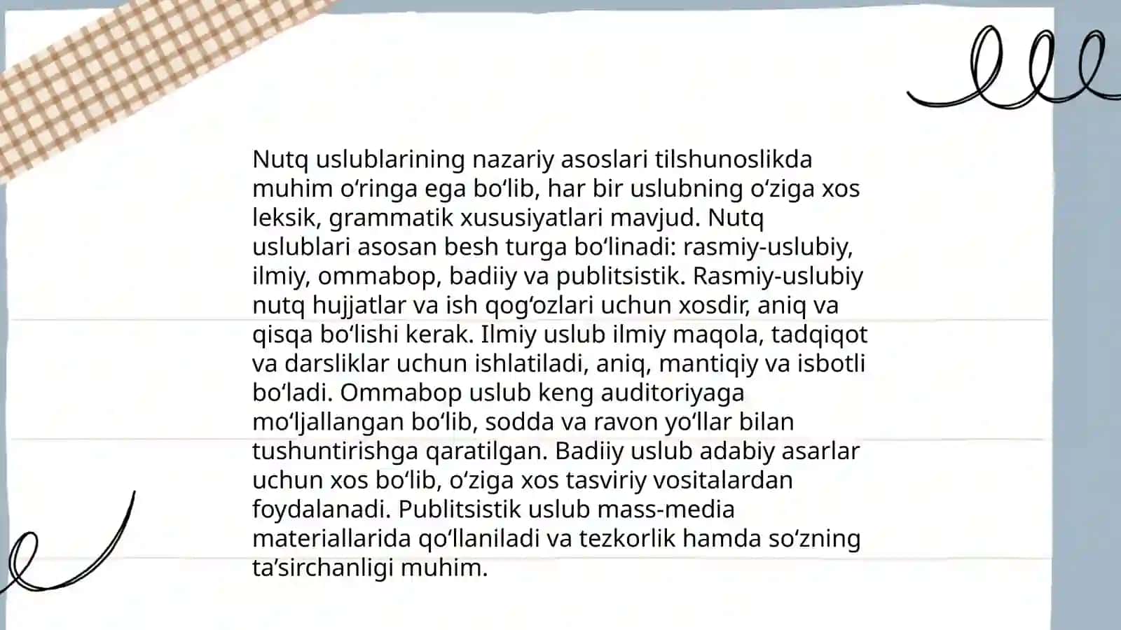 Nutq uslublarini ustida ishlash metodikasi 3