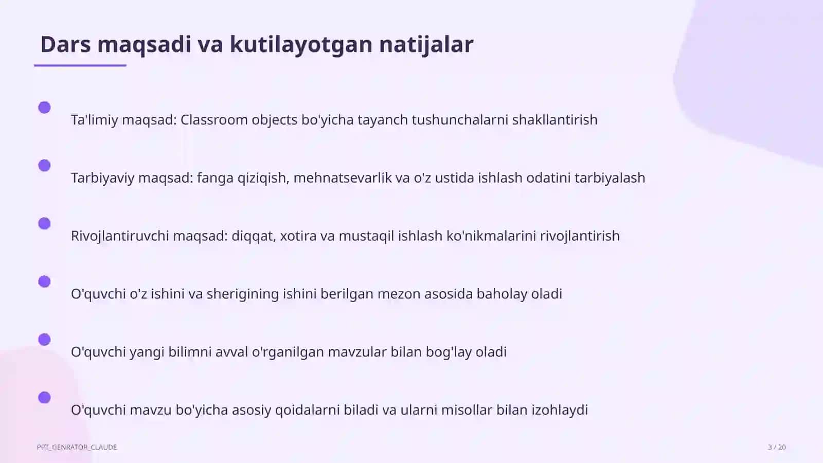 Classroom objects (2-sinf) 3