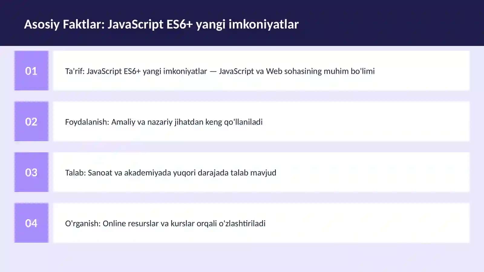 JavaScript ES6+ yangi imkoniyatlar 3