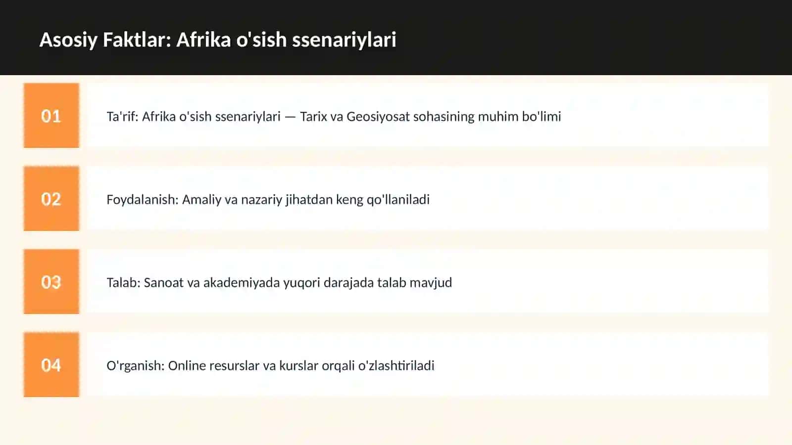 Afrika o'sish ssenariylari 3