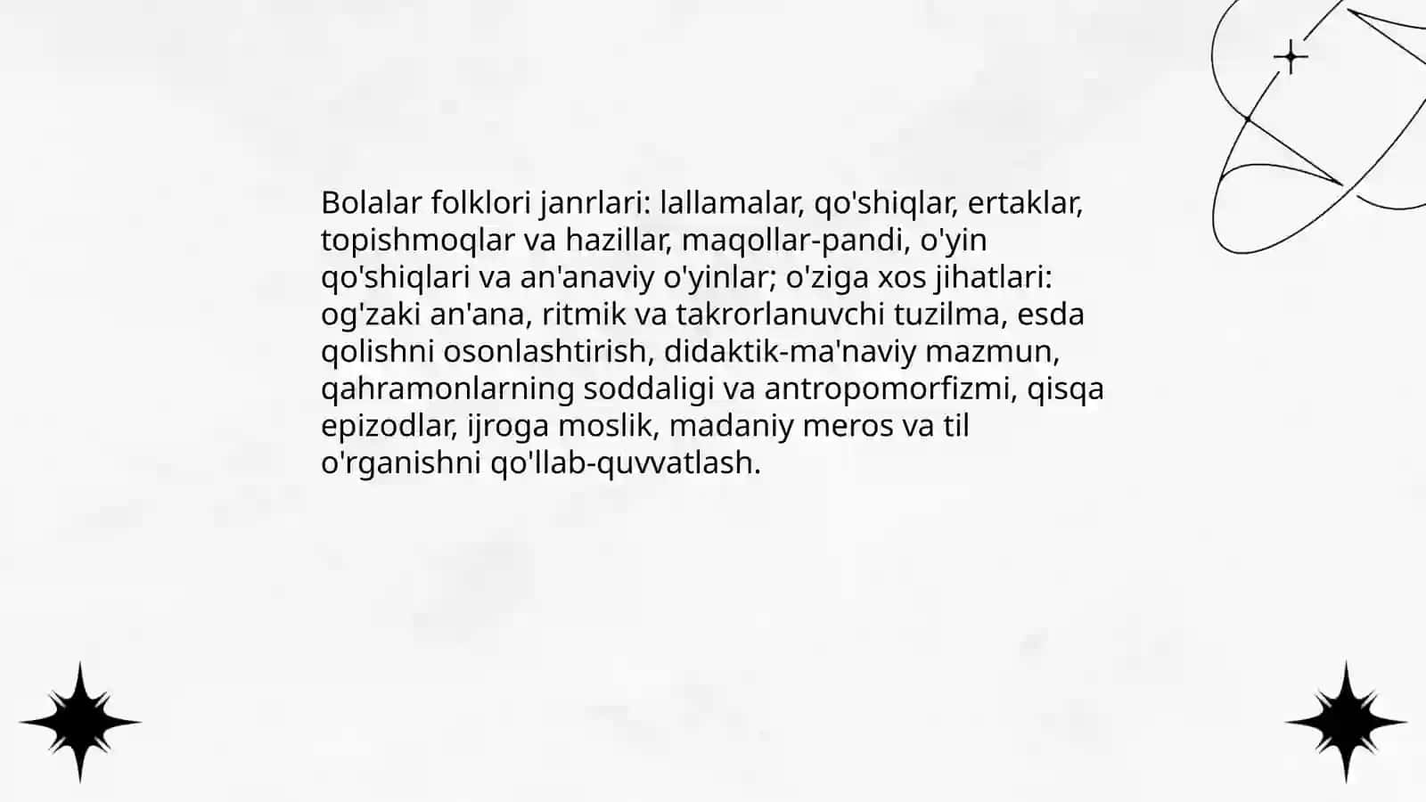 Bolalar folklori janrlari va ularning o'ziga xos jihatlari 3