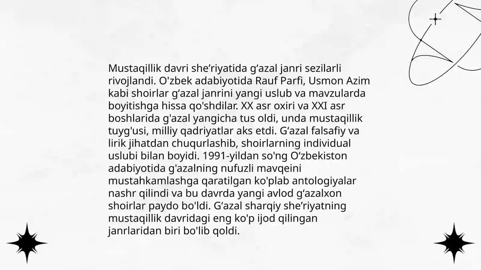 Mustaqillik Davri Sheʼriyatida Gʻazal Janri Tipologiyasi 3