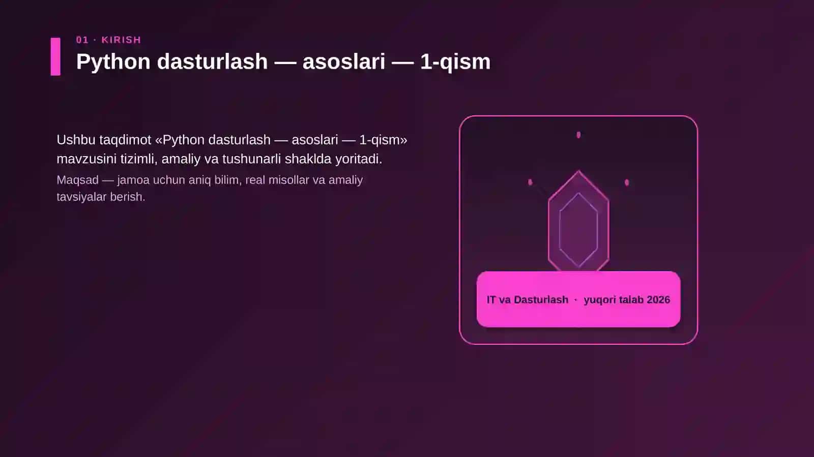 Python dasturlash — asoslari — 1-qism 3