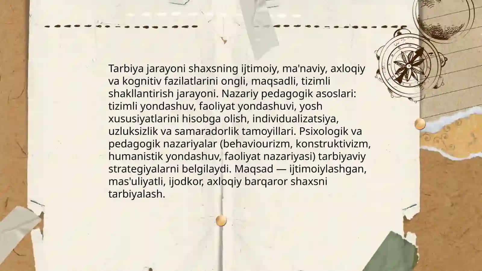 Tarbiya jarayonining mohiyati, mazmuni,tarbiya tamoyillari va metodlari 3