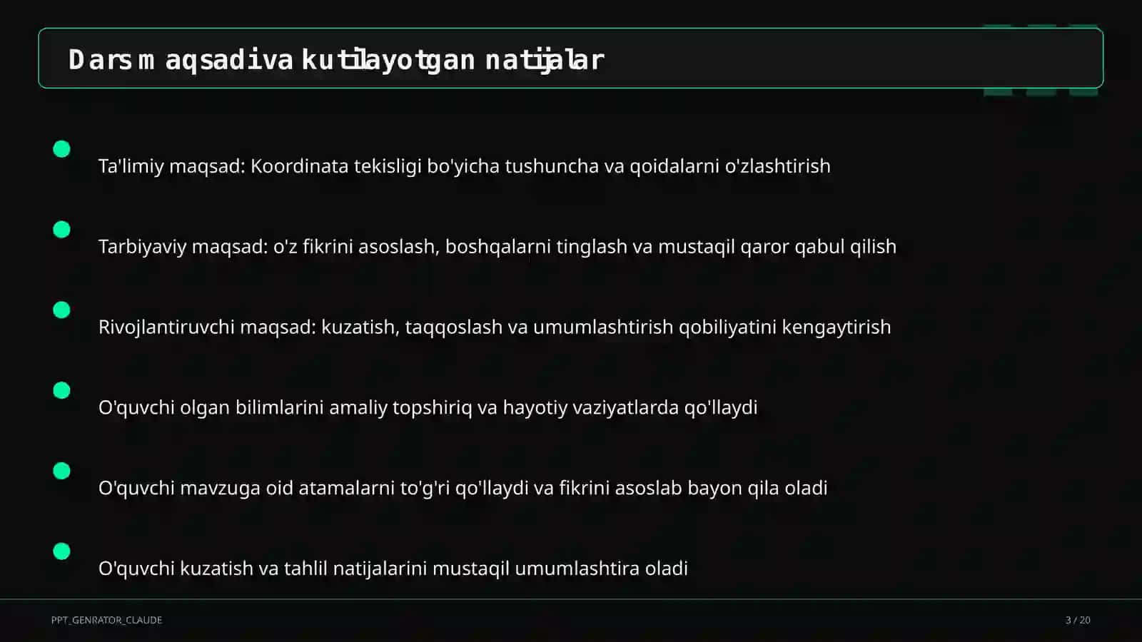Koordinata tekisligi (6-sinf) 3