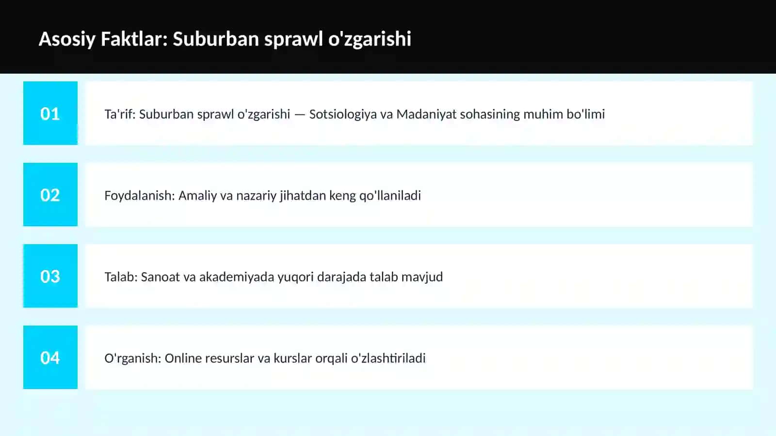 Suburban sprawl o'zgarishi 3