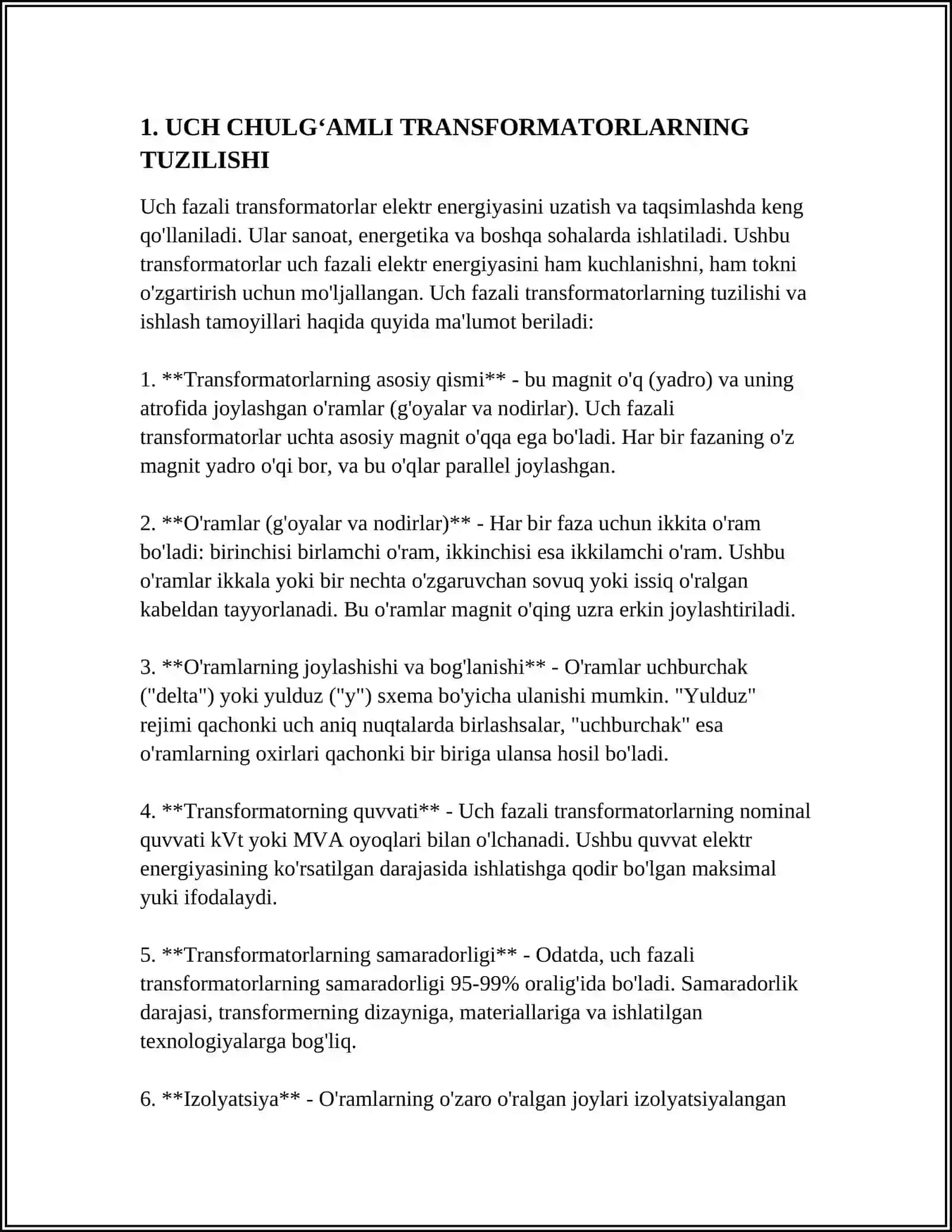 UCH CHULGʻAMLI TRANSFORMATORLAR 3
