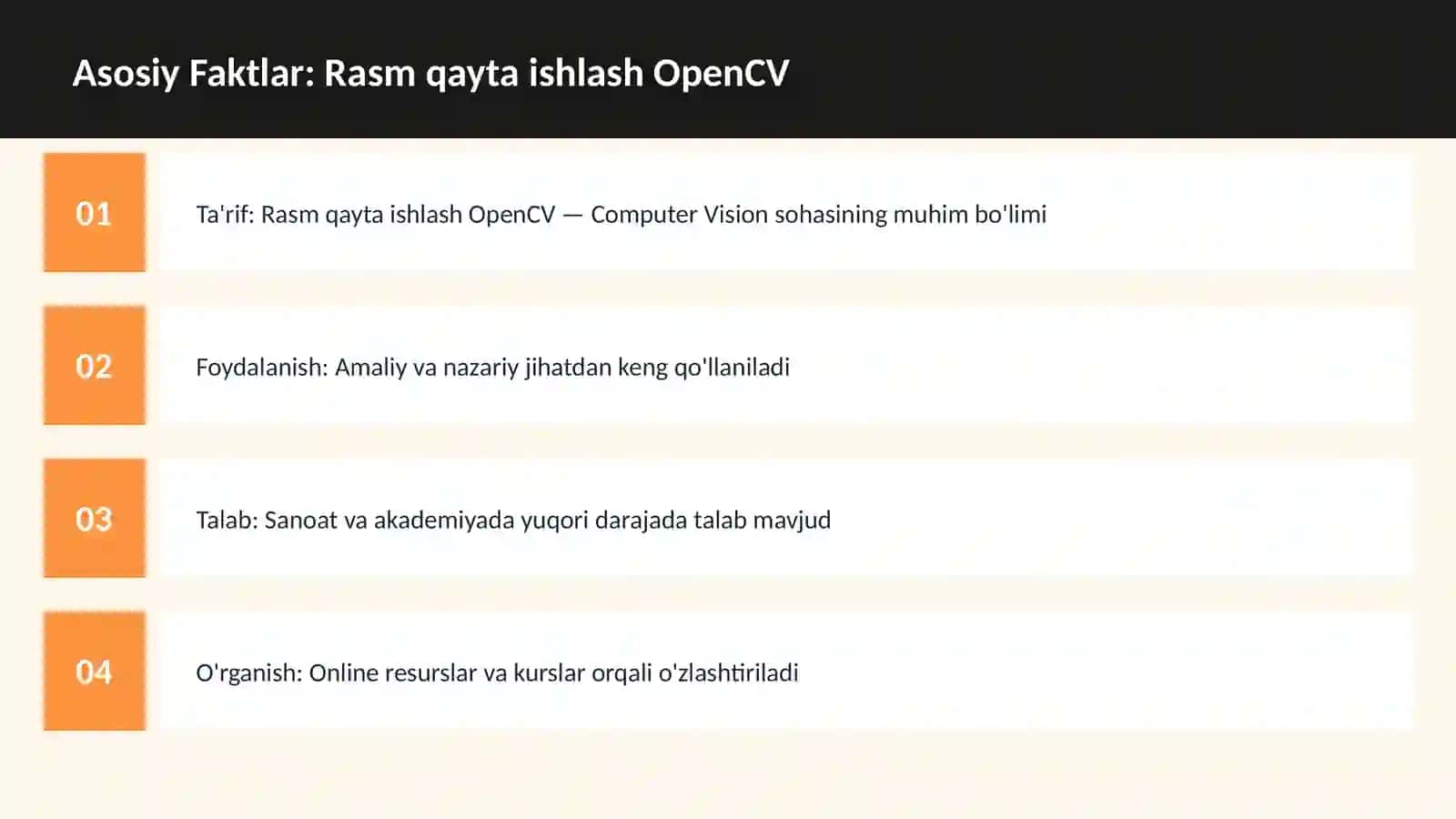 Rasm qayta ishlash OpenCV 3