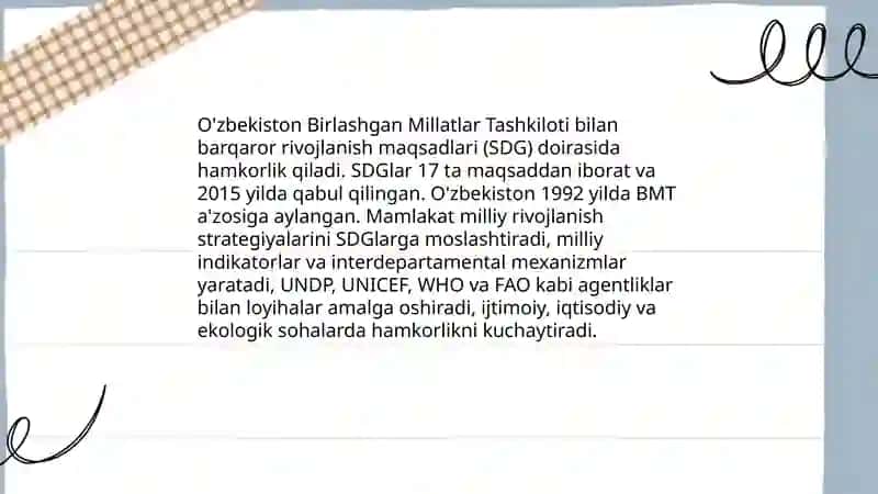 O'zbekistonning xalqaro tashkilotlar bilan hamkorlik aloqalari 3