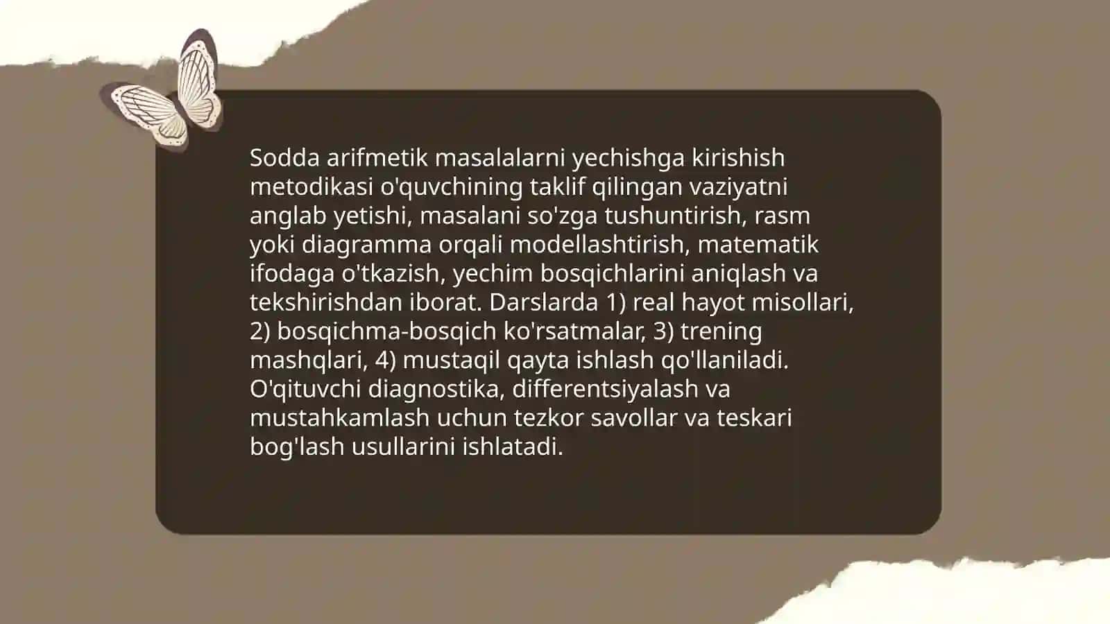 Arifmetik masalalar yechishga o'rgatish metodikasi 3