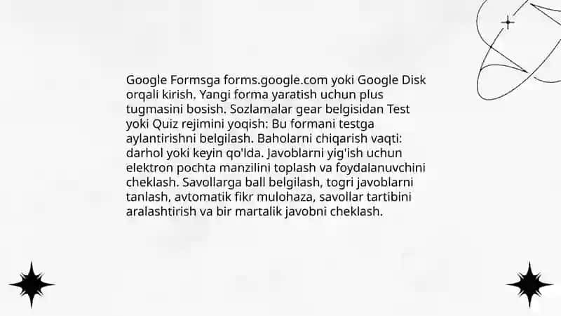 Google Forms orqali avtomatlashtirilgan baholash tizimi yaratish 3