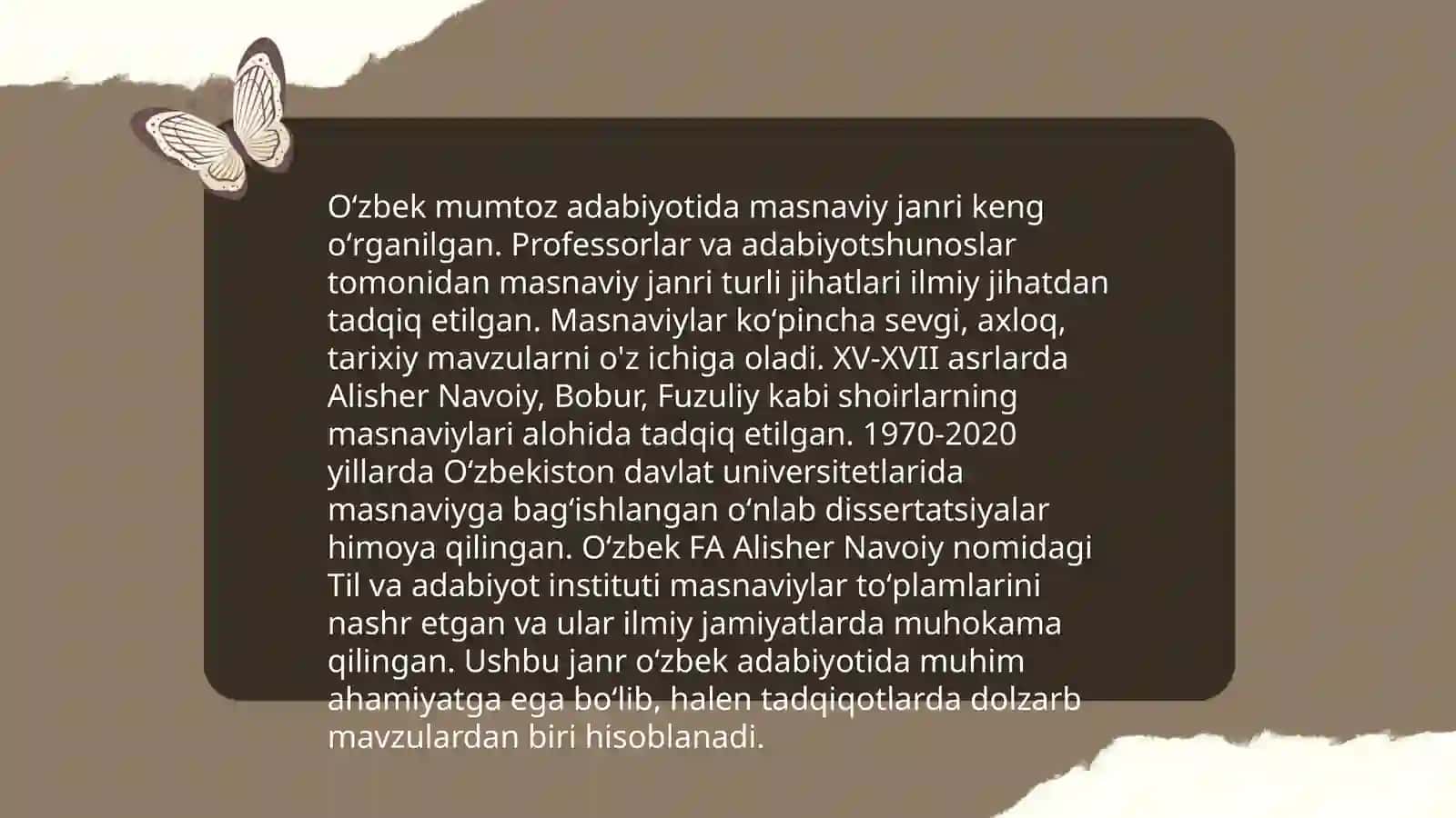 Oʻzbek mumtoz adabiyotida masnaviy janrining tutgan oʻrni 3
