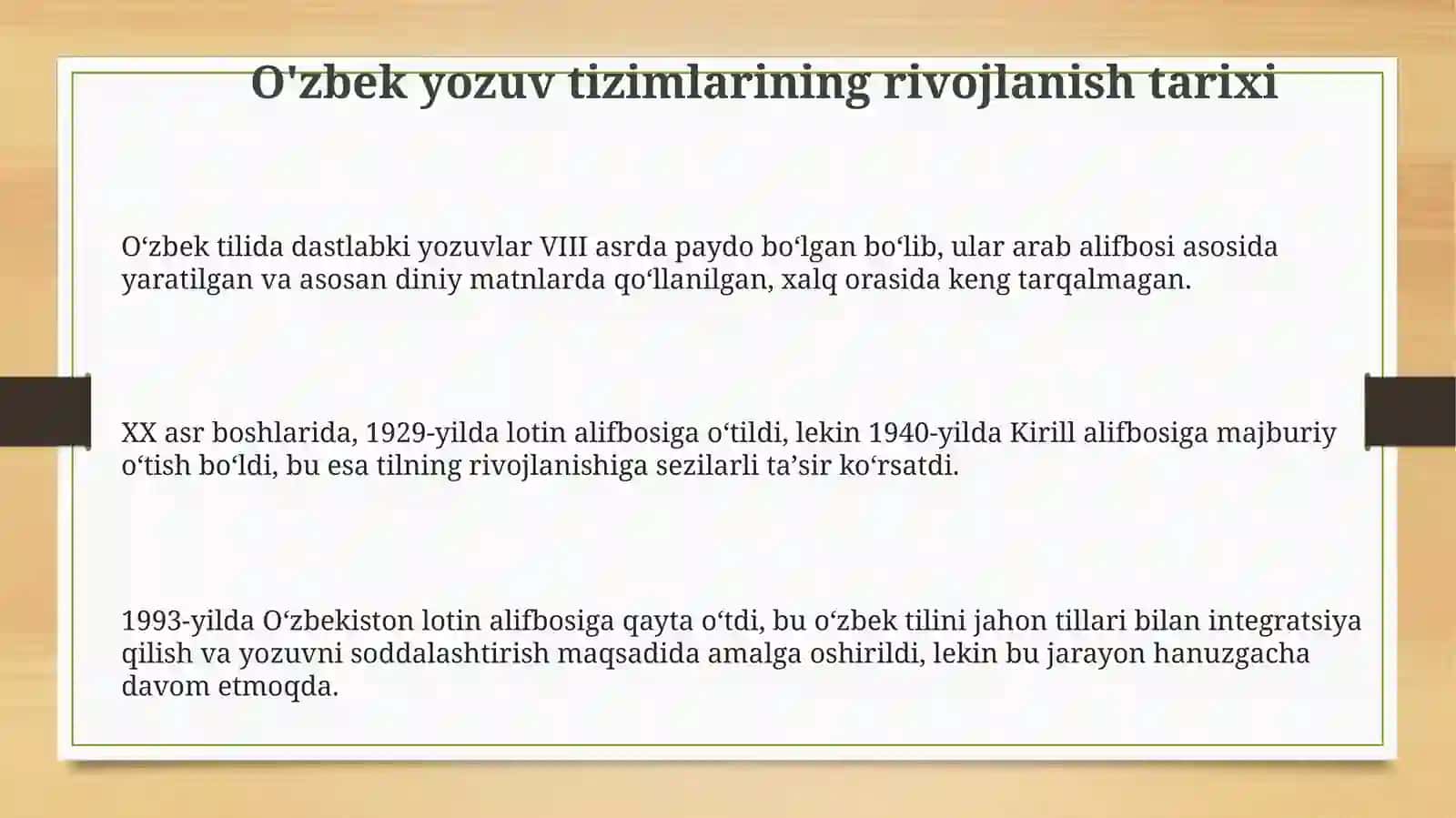 Oʻzbektilining yozuv tizimlari taraqqiyoti va orfografiyasi 3