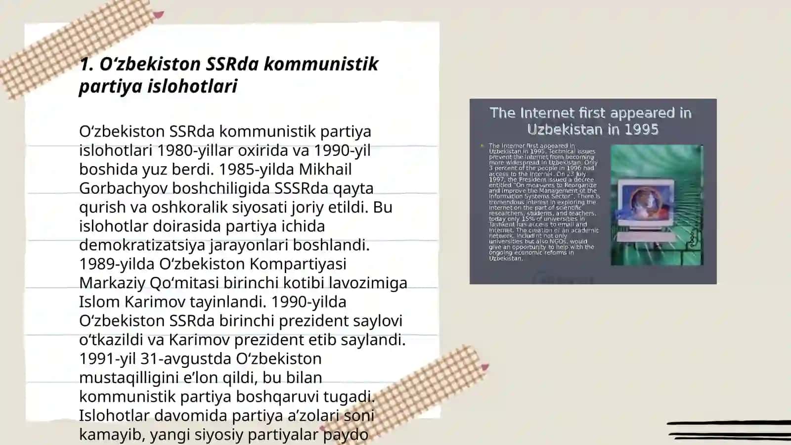 "Qayta qurilish" yillarida Oʻzbekistondagi ijtimoiy -siyosiy vaziyat 3