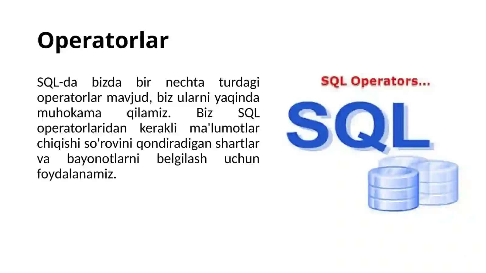 SQL tilida ma’lumotlar ustida turli amallar bajarish 3