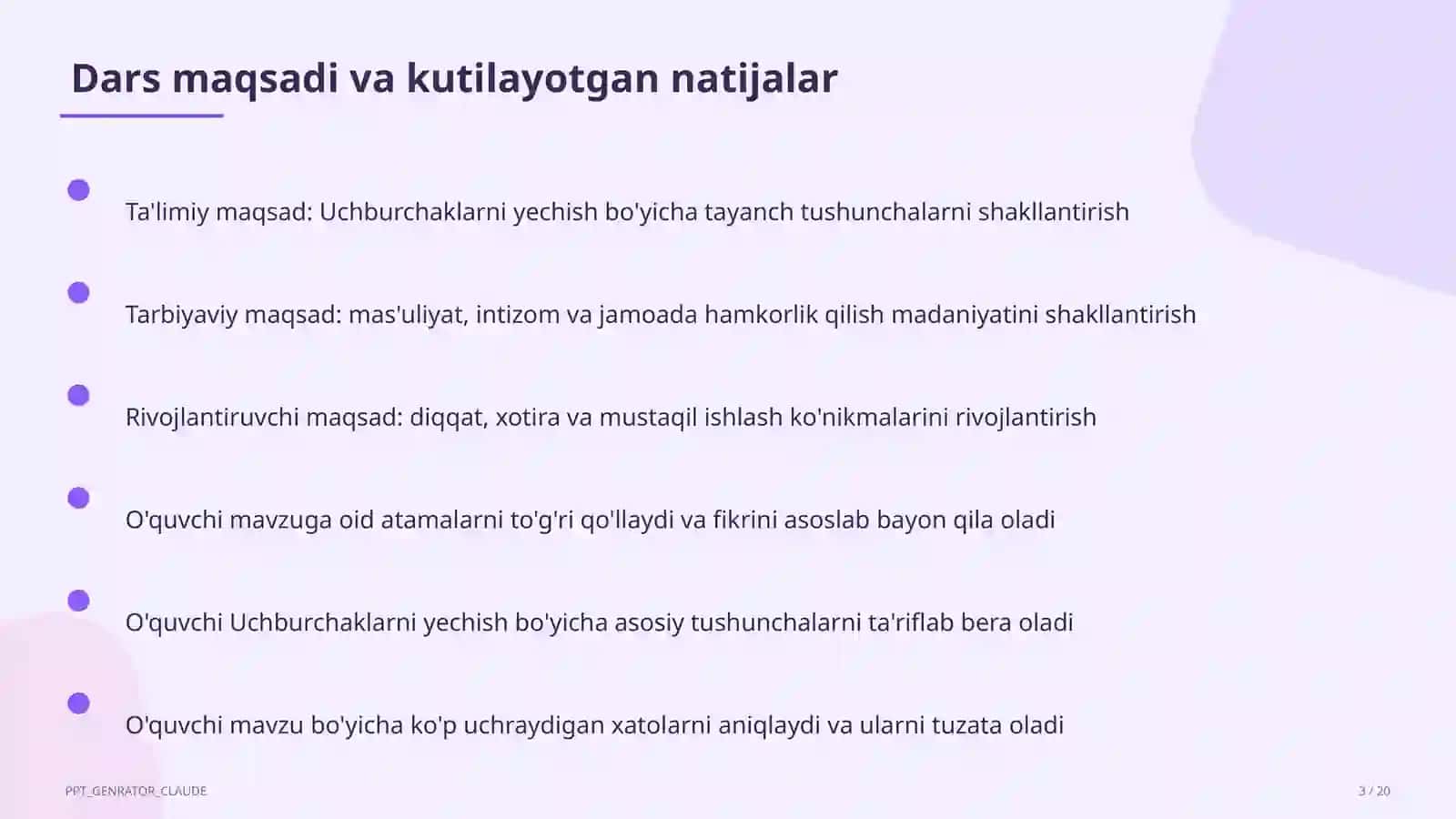 uchburchaklarni yechish 9 sinf 417 3