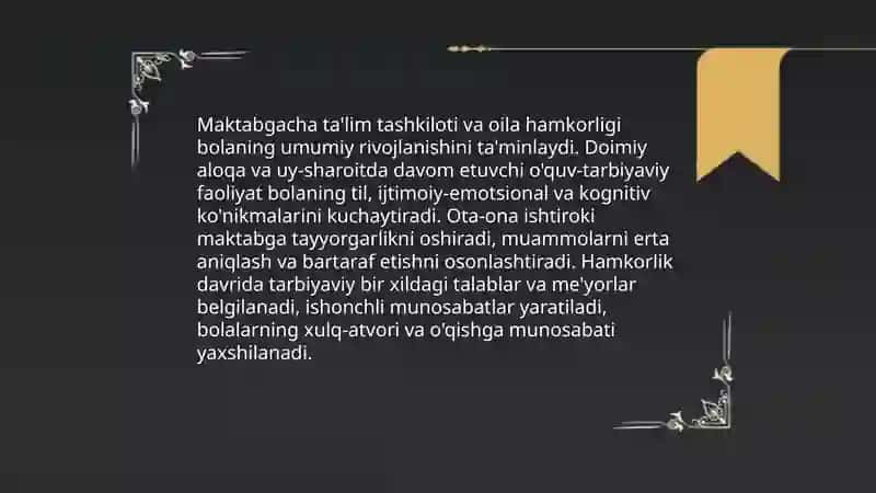 Maktabgacha ta'lim tashkiloti va oila hamkorligi 3