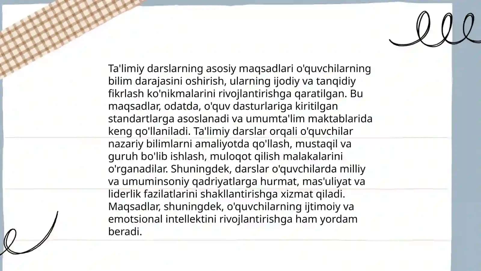 Ta'limiy va nazorat darslarini tashkil etish 3