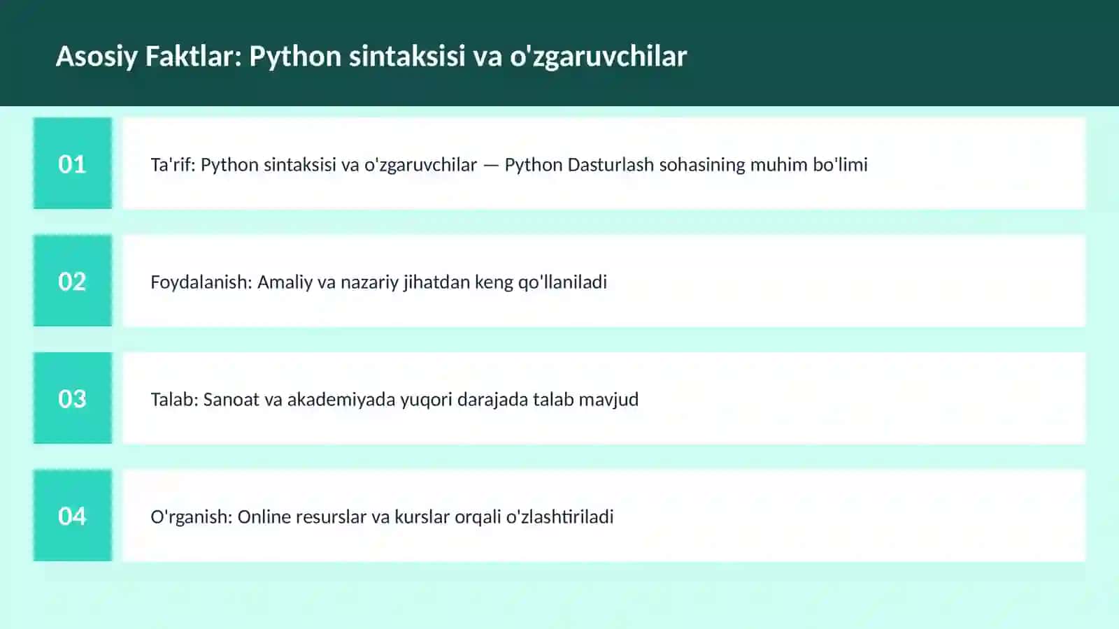 Python sintaksisi va o'zgaruvchilar 3