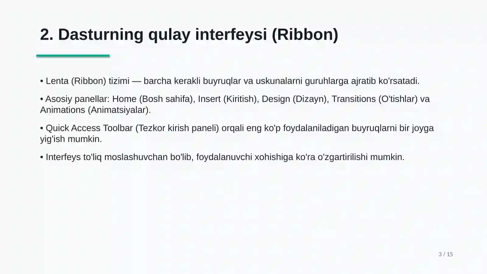 Microsoft PowerPoint Dasturining Keng Imkoniyatlari 3