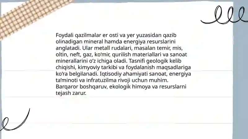 Foydali qazilmalar Va ularning ahamiyati 3