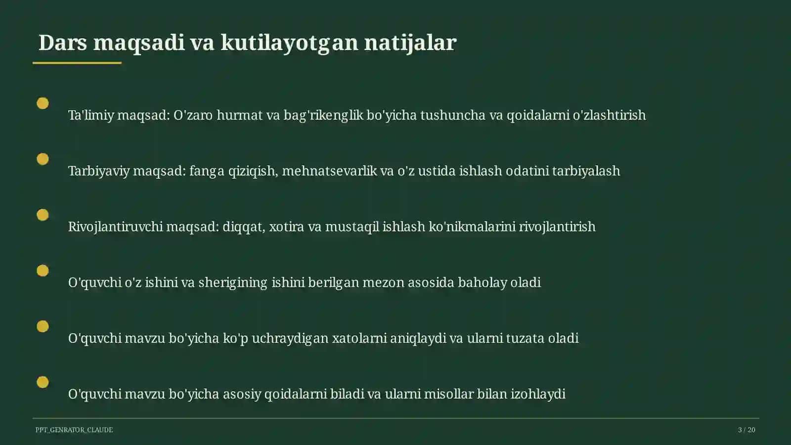 O'zaro hurmat va bag'rikenglik (7-sinf) 3