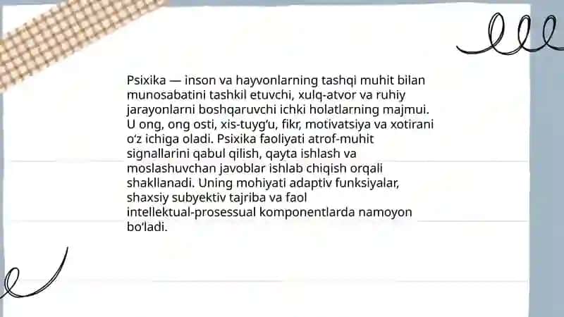 Psixika haqida umumiy tushuncha 3