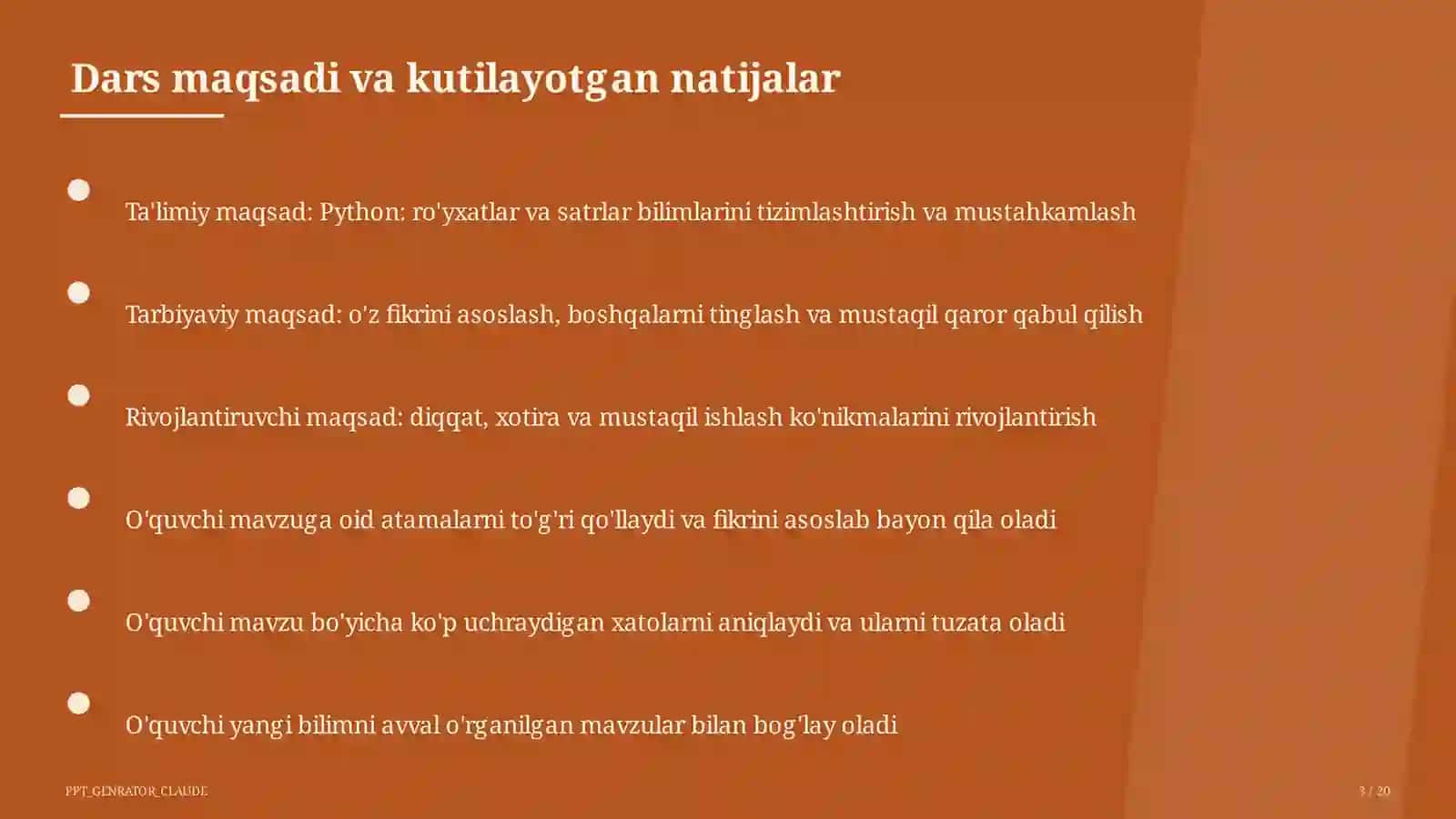 Python: ro'yxatlar va satrlar (9-sinf) 3