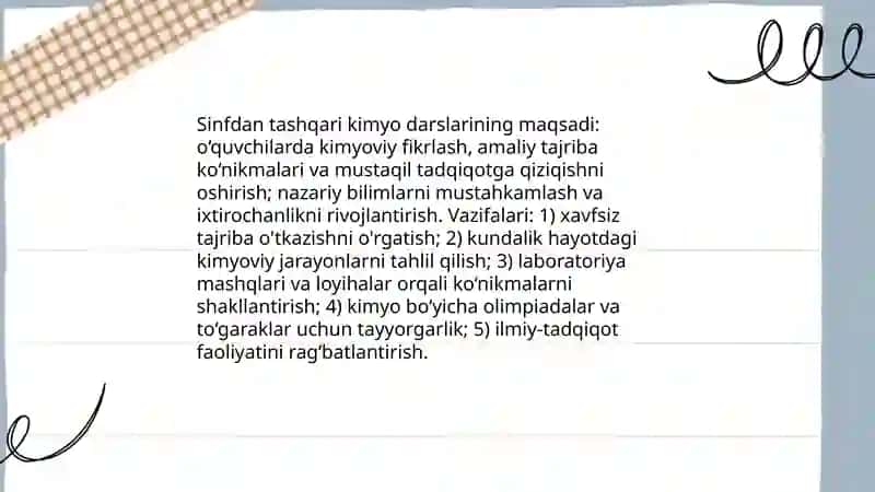 Kimyodan sinfdan tashqari ishlar 3