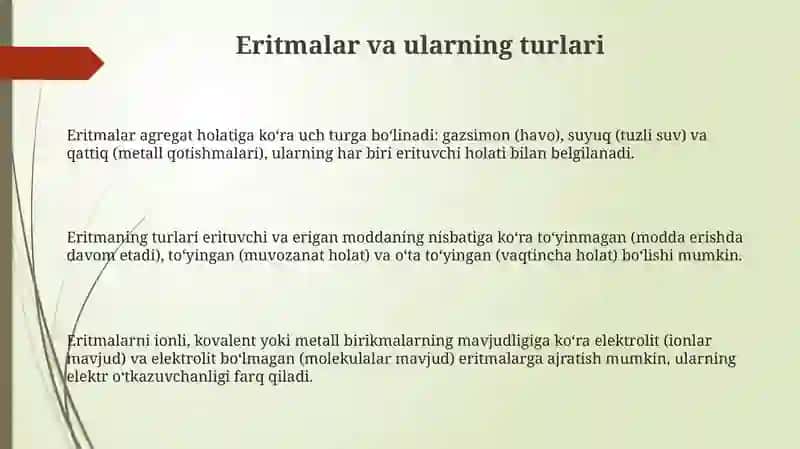 Eritmalar va ularning hossalari 3
