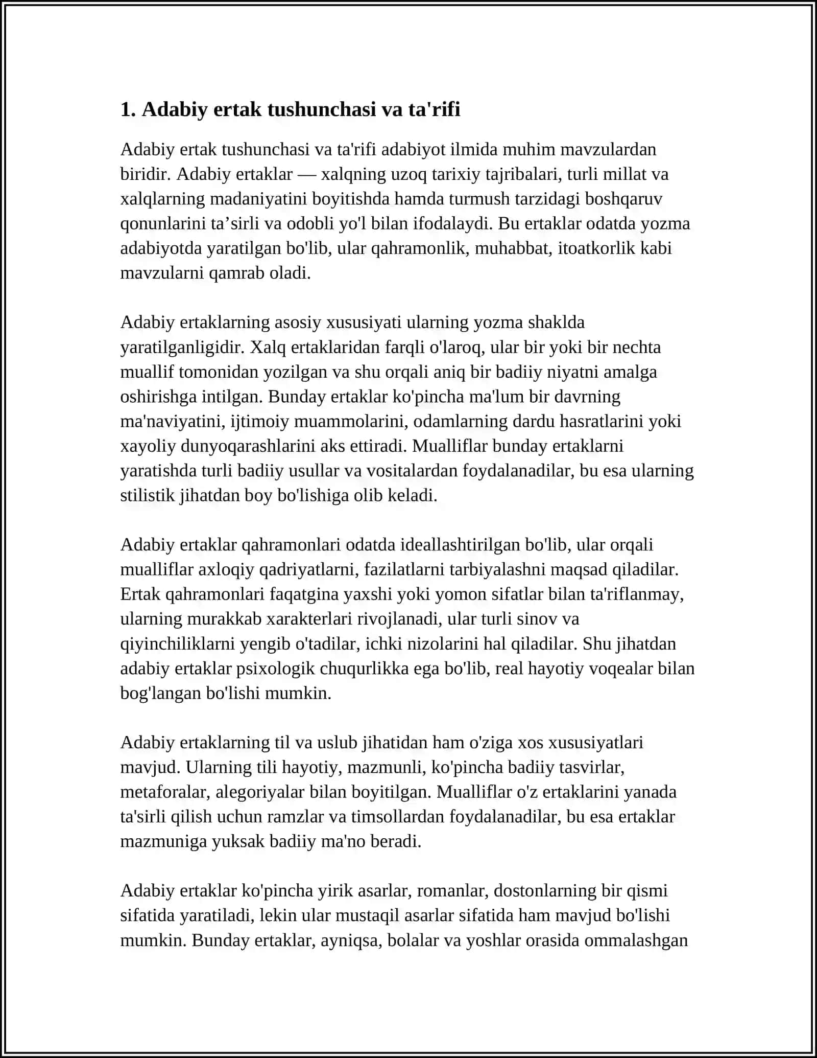 ADABIY ERTAKLAR.ADABIY ERTAKLARGA XOS XUSUSIYATLAR 3