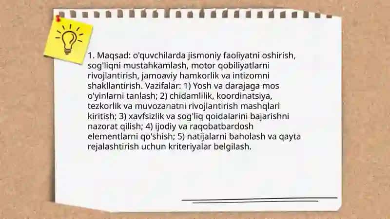 Darsdan tashqari mashg‘ulotlarda harakatli o‘yinlarni rejalashtirish 3