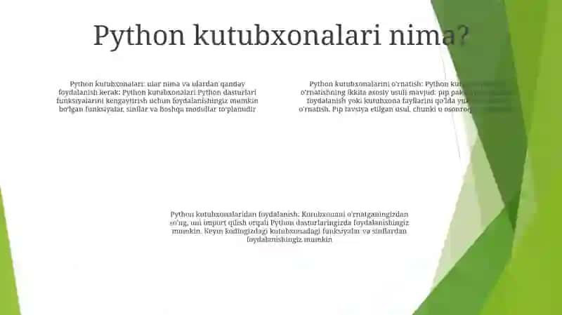 Python Dasturlash Tili Kutubxonalari: OʻRnatish Va Ishga Tushirish 3