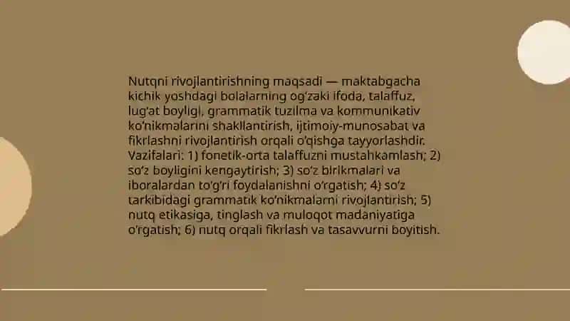 Maktabgacha kichik yoshdagi bolalar nutqini o‘stirishning vazifalari, metodlari va vositalari 3