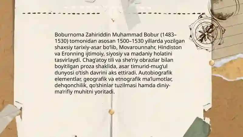Boburnoma va uning badiiy adabiyotdagi ahamiyati 3