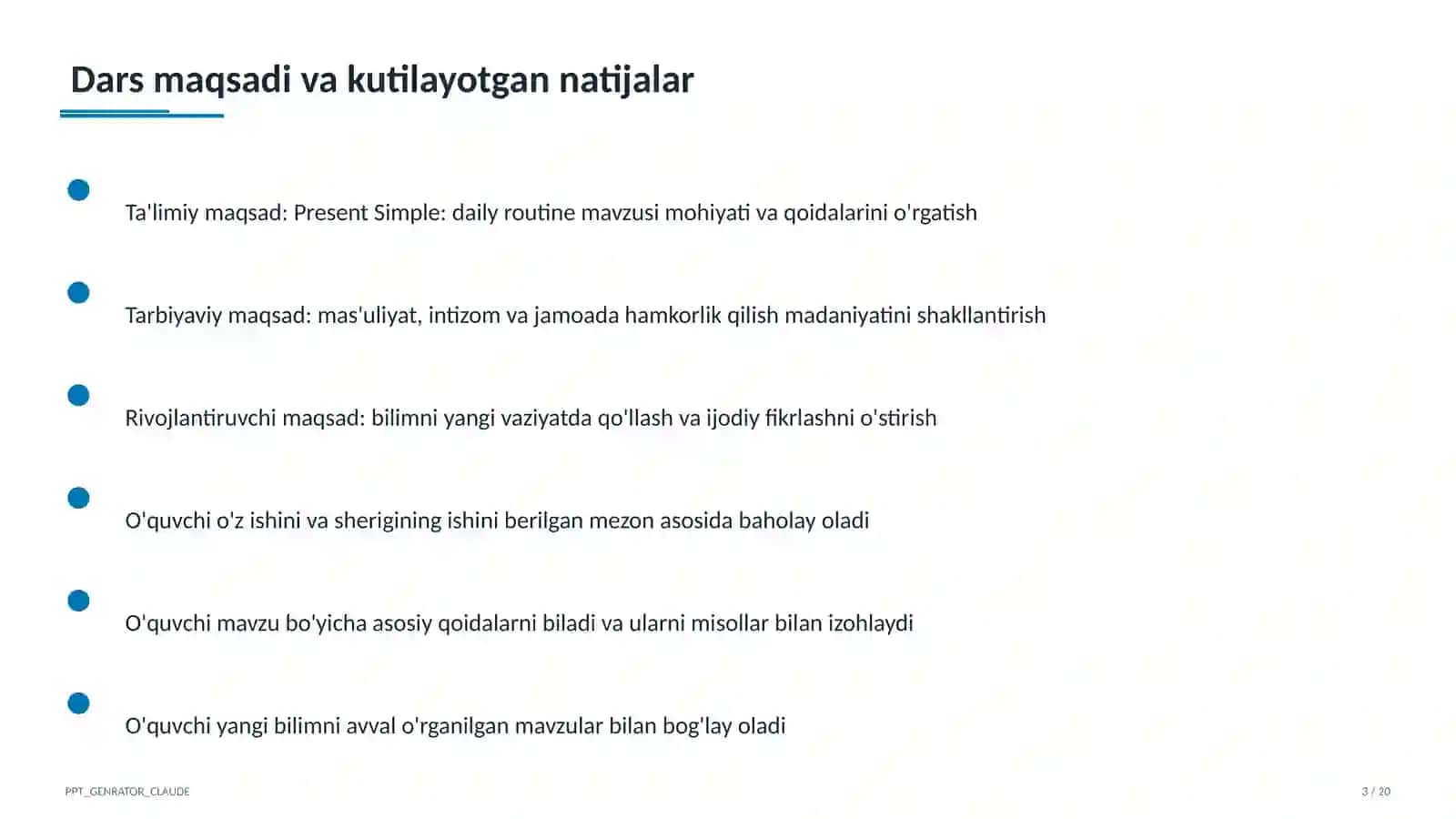 Present Simple: daily routine (3-sinf) 3